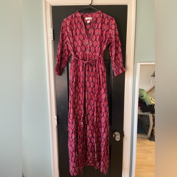 Flora Wear Indian Print Cotton Dress Size 4 - Picture 4 of 4